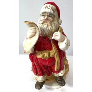 Vintage Hand-Painted Santa Claus Figurine With Toy Sack Music Box